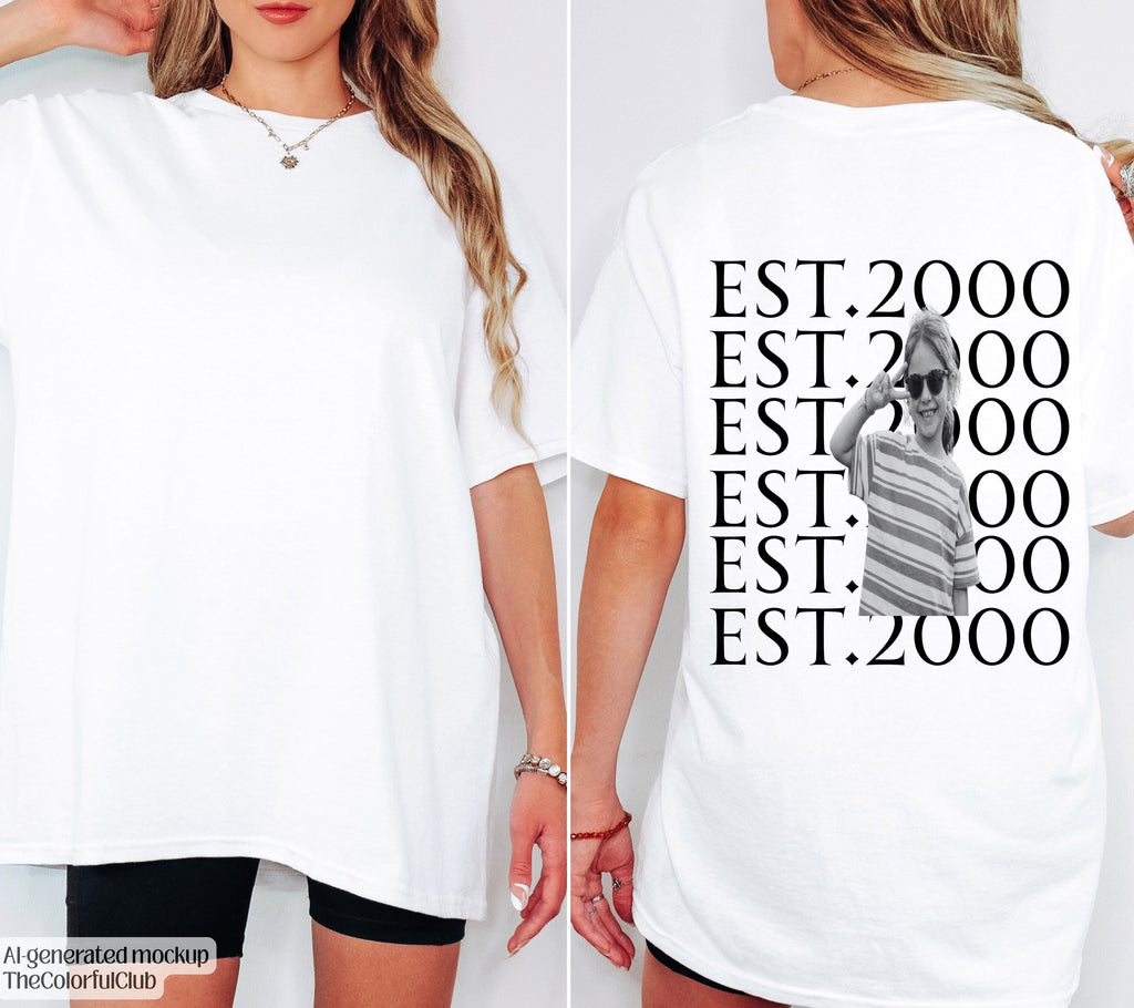 Geburtstagsshirt | Personalisiertes Foto Shirt | Kinderfoto T-Shirt Geburtsjahr | EST Shirt | Geburtstag Geschenk Frau | Geburtstagsgeschenk