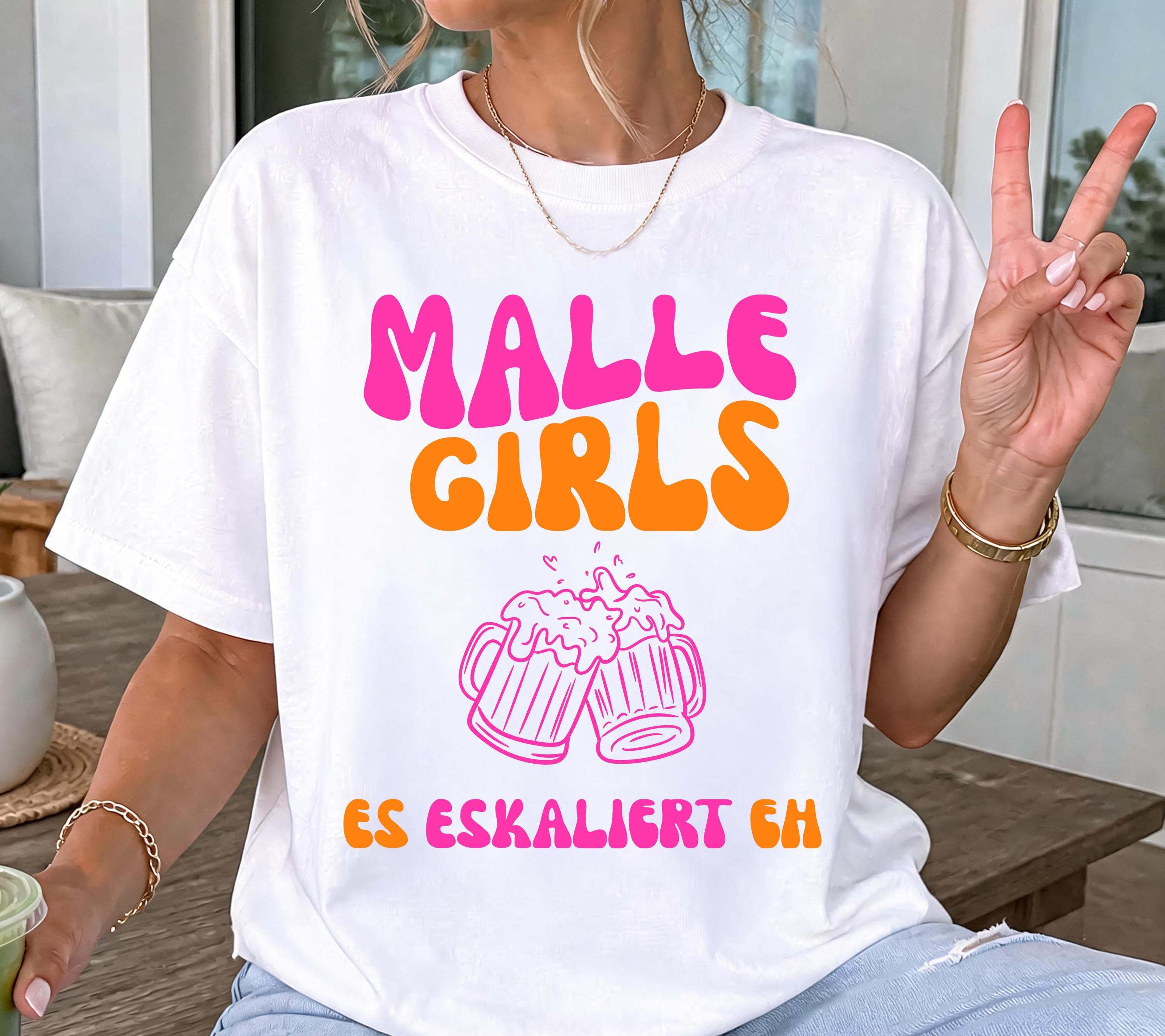 Malle Shirts, es eskaliert eh, Backprint, Girls, Malle T Shirt, Mallorca Shirts, Bier Shirt, Sauf T-Shirt, Gruppenshirt, lustig, bunt