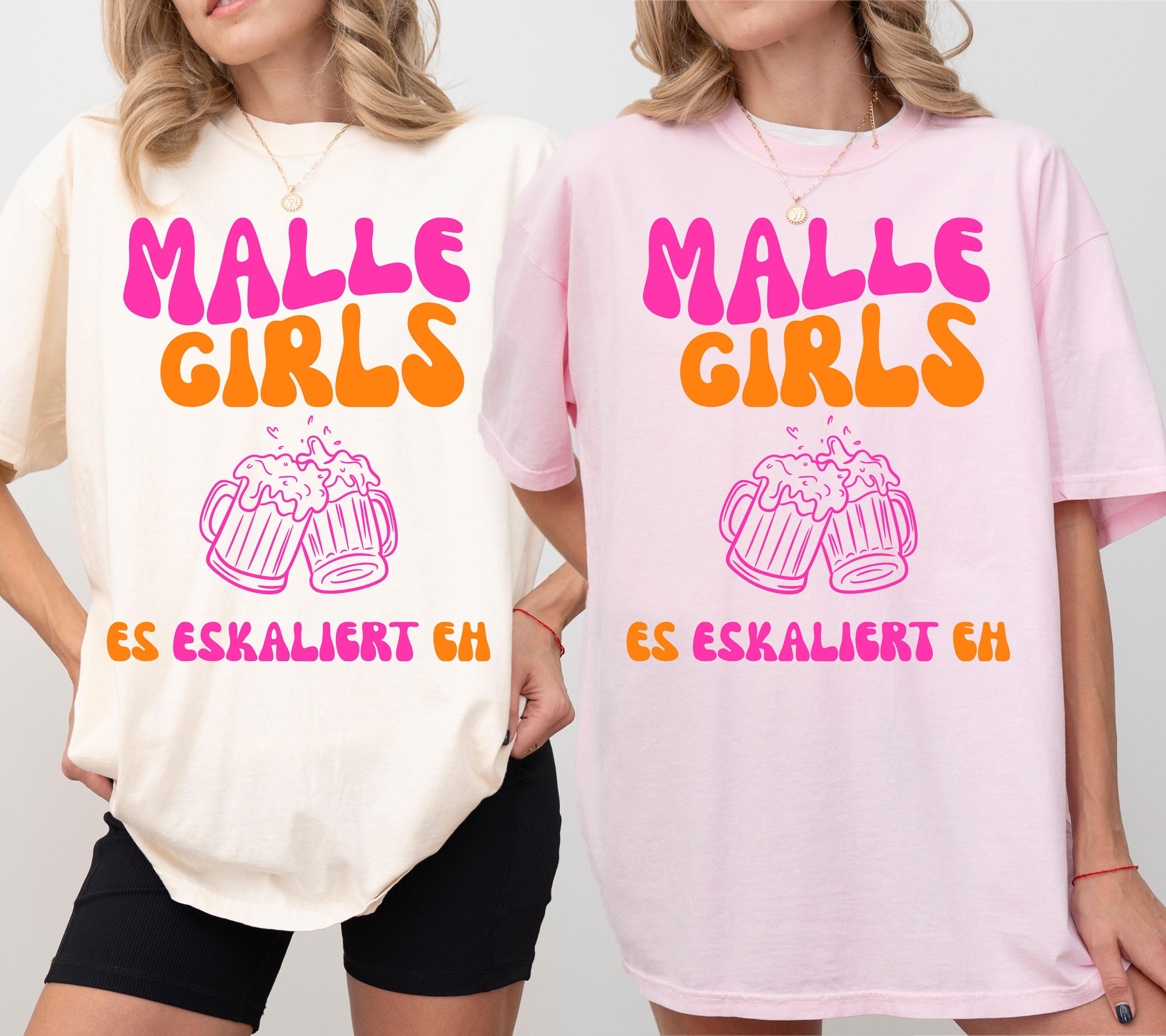 Malle Shirts, es eskaliert eh, Backprint, Girls, Malle T Shirt, Mallorca Shirts, Bier Shirt, Sauf T-Shirt, Gruppenshirt, lustig, bunt