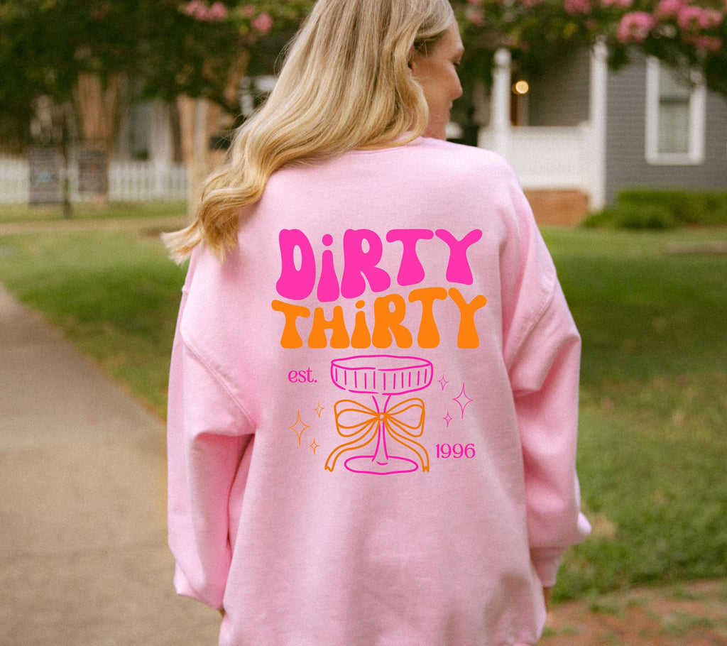 Dirty Thirty Pullover, Geburtstags Sweater, est 1996, personalisiertes 30. Geburtstag Sweatshirt, Geschenkidee Geburtstag dreißig, 30 Jahre