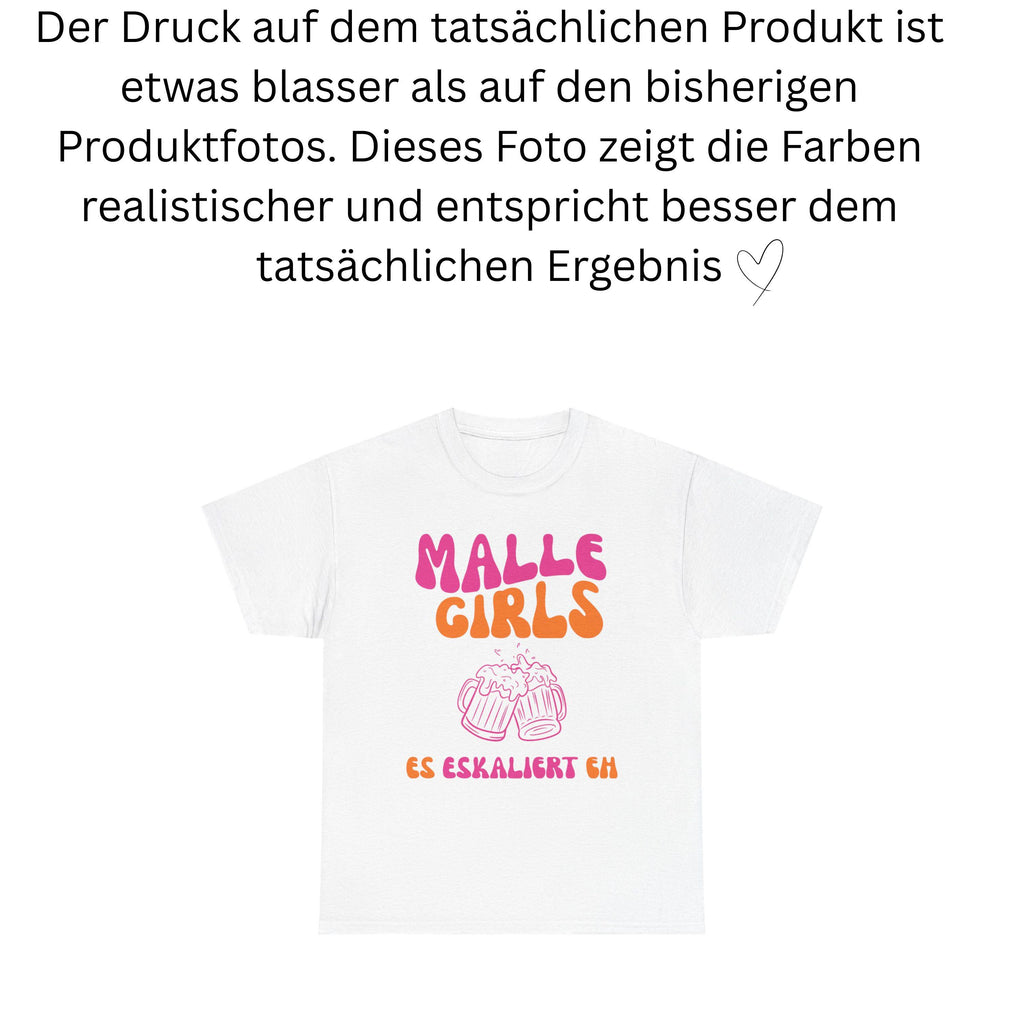 Malle Shirts, es eskaliert eh, Backprint, Girls, Malle T Shirt, Mallorca Shirts, Bier Shirt, Sauf T-Shirt, Gruppenshirt, lustig, bunt