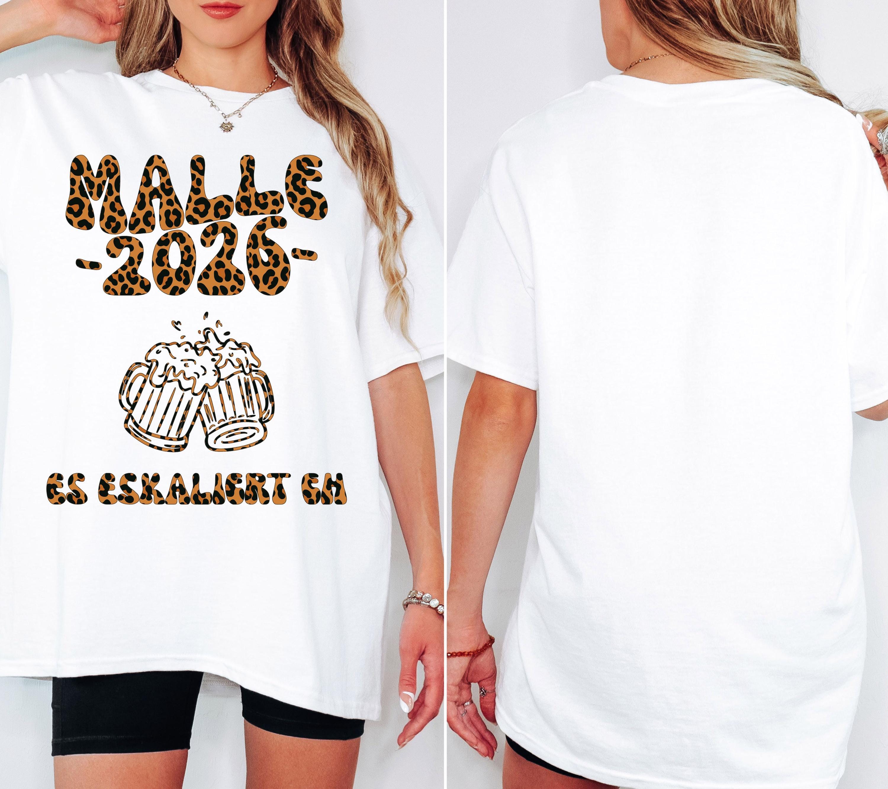Malle 2026 Shirt Leo, es eskaliert eh, Backprint, lustiges Malle T Shirt, Mallorca Shirts, Bier TShirt, Sauf T-Shirt, Gruppenshirt, Leopard