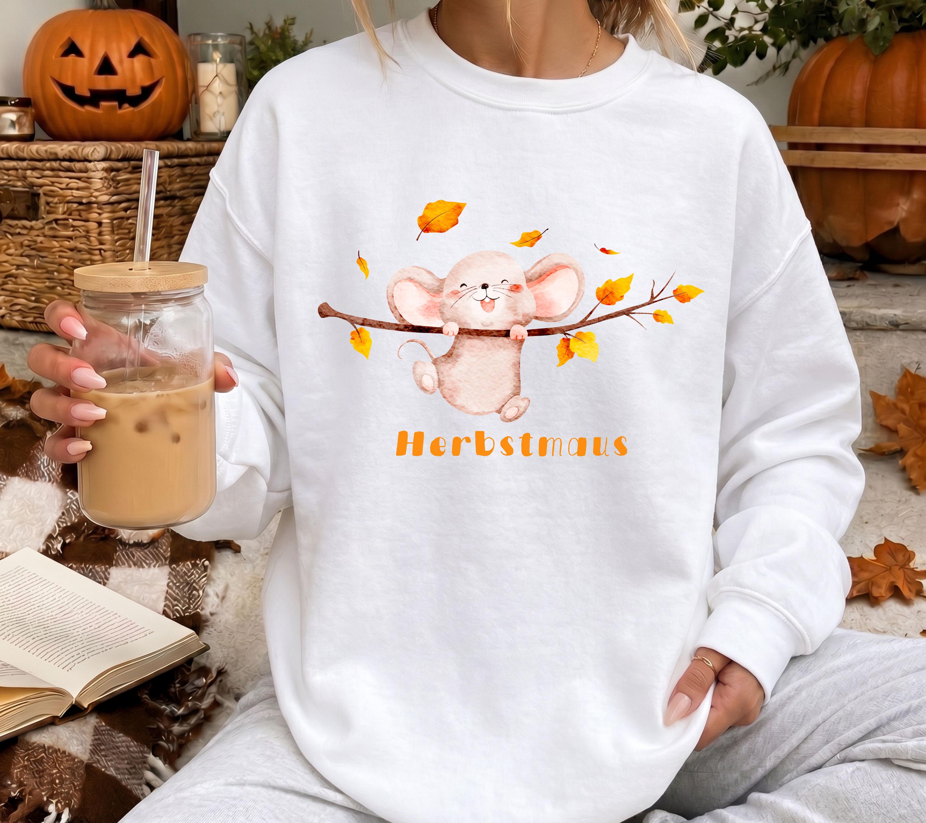 Herbst Pullover, Herbstmaus, Damen Mode Herbst, Gemütlicher Pulli Autumn, braun, Maus, Sweatshirt herbstlich, Oversize, Geschenkidee, Cozy