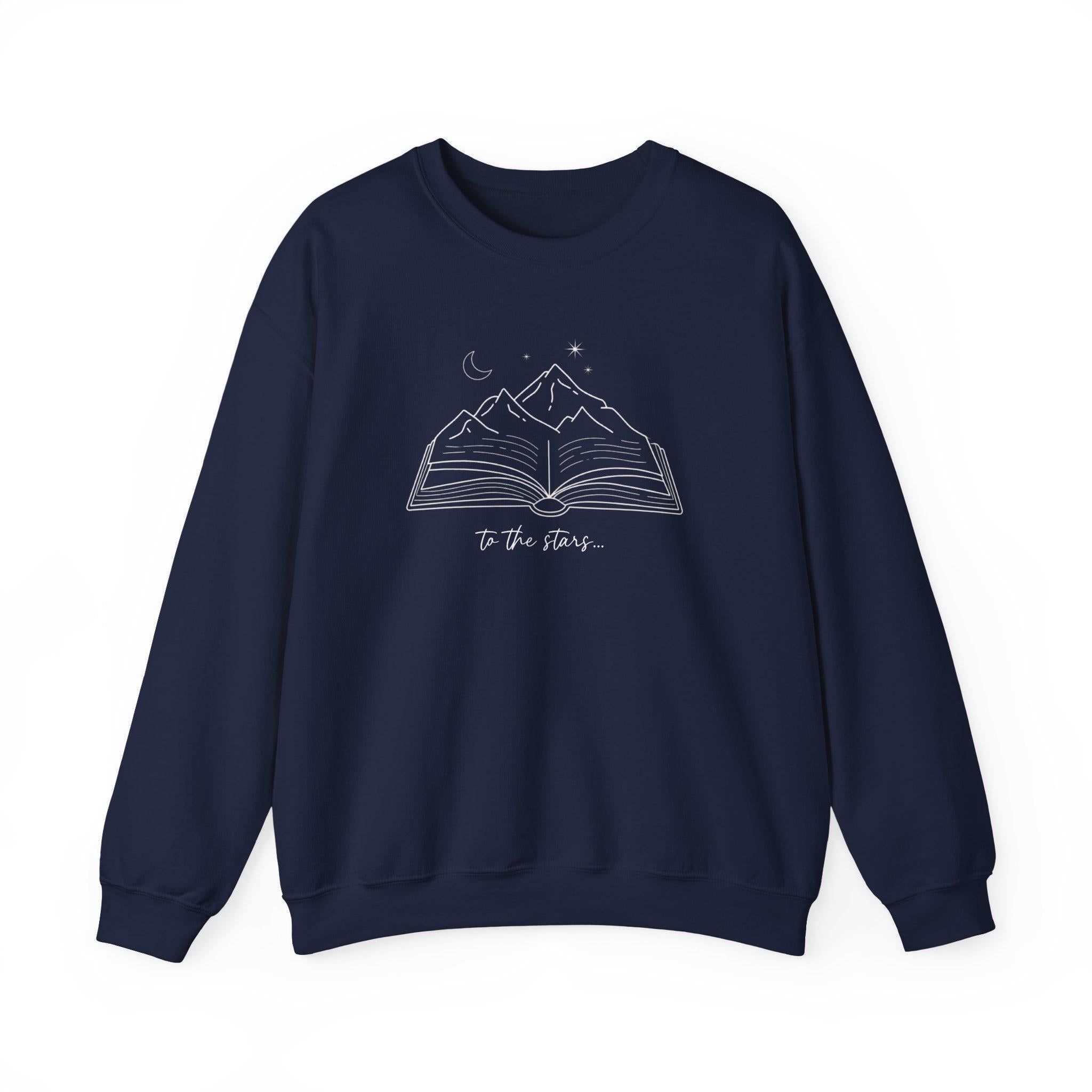 Romantasy Sweater, Geschenk fuer Buchliebhaber, Herbst, Bücherwurm Pullover, Fantasy Leser Geschenk, Zwischen Büchern und Sternen, Leseratte
