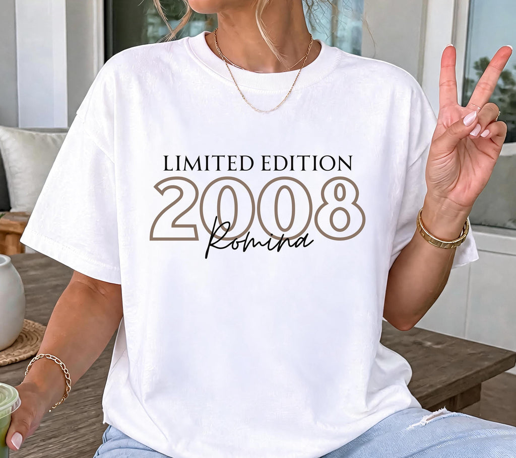 Personalisiertes Geschenk 18. Geburtstag, Geburtstagsshirt, Birthday Shirt, 18, Achtzen, Freundin, Schwester, Tochter, Outfit, 2008, Limited