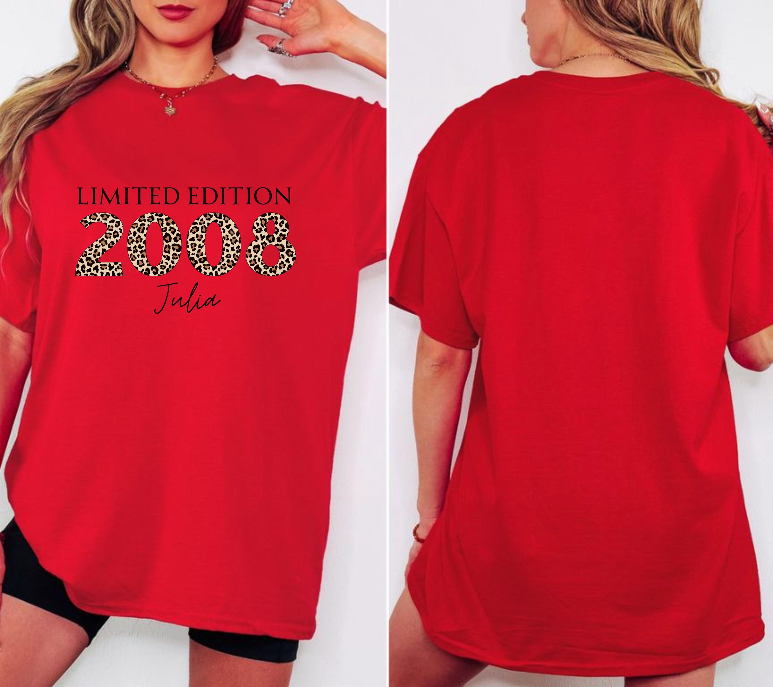Personalisiertes Geschenk 18. Geburtstag, Geburtstagsshirt, Birthday Shirt, 18, Achtzen, Freundin, Schwester, Tochter, Leo, 2008, Limited