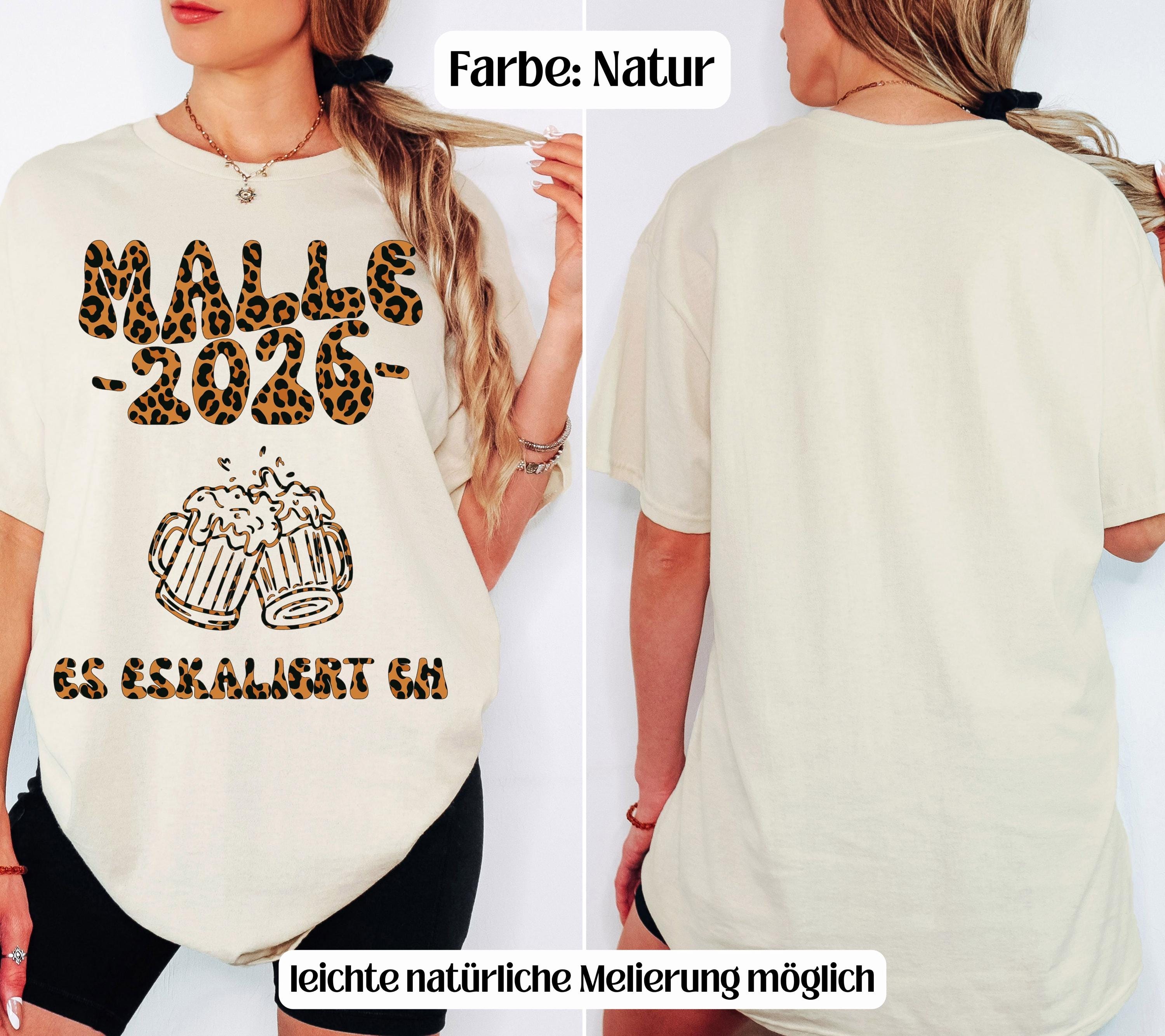 Malle 2026 Shirt Leo, es eskaliert eh, Backprint, lustiges Malle T Shirt, Mallorca Shirts, Bier TShirt, Sauf T-Shirt, Gruppenshirt, Leopard