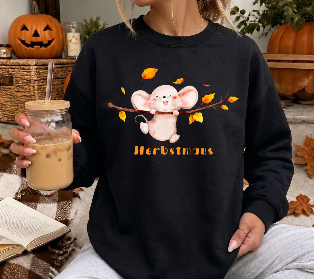 Herbst Pullover, Herbstmaus, Damen Mode Herbst, Gemütlicher Pulli Autumn, braun, Maus, Sweatshirt herbstlich, Oversize, Geschenkidee, Cozy
