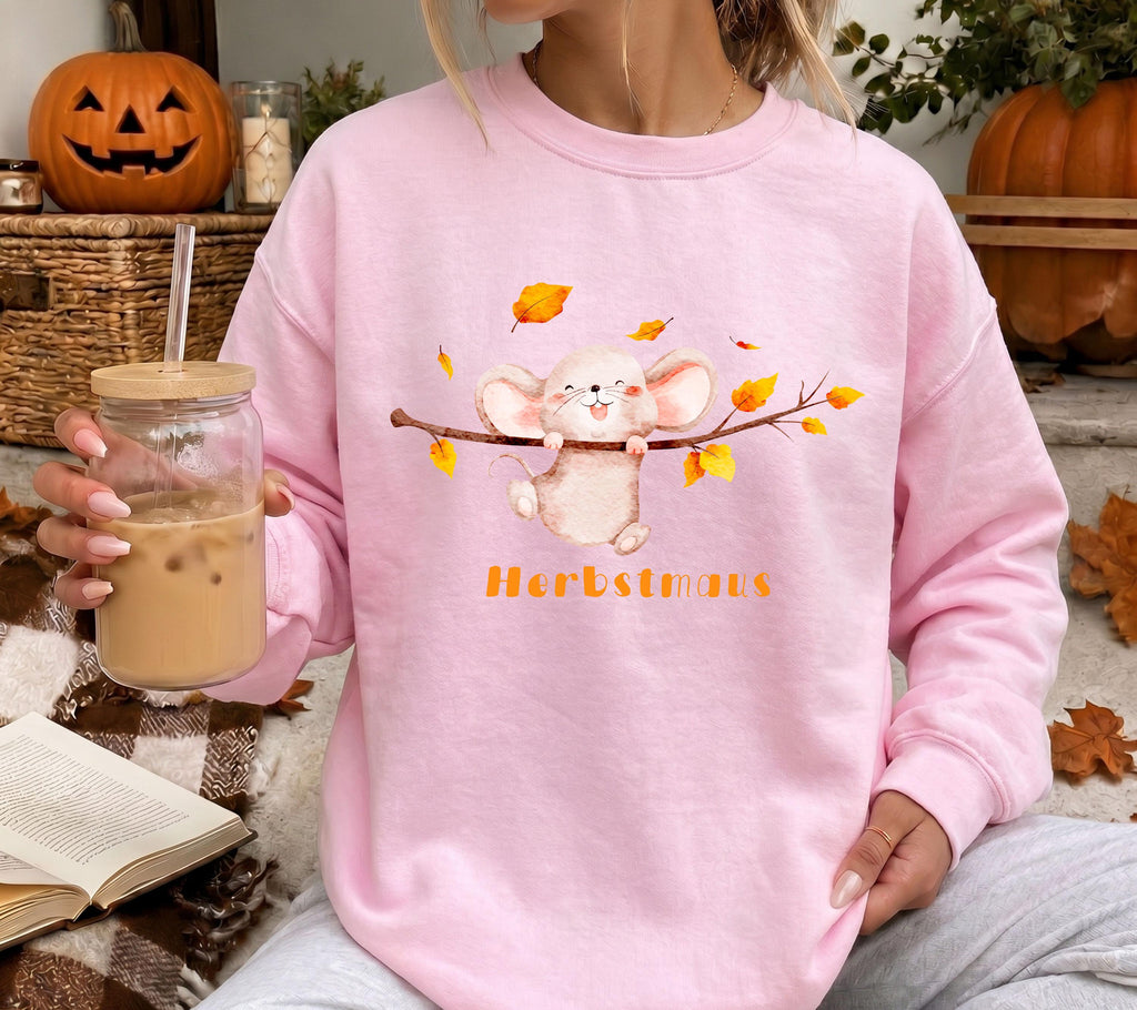 Herbst Pullover, Herbstmaus, Damen Mode Herbst, Gemütlicher Pulli Autumn, braun, Maus, Sweatshirt herbstlich, Oversize, Geschenkidee, Cozy