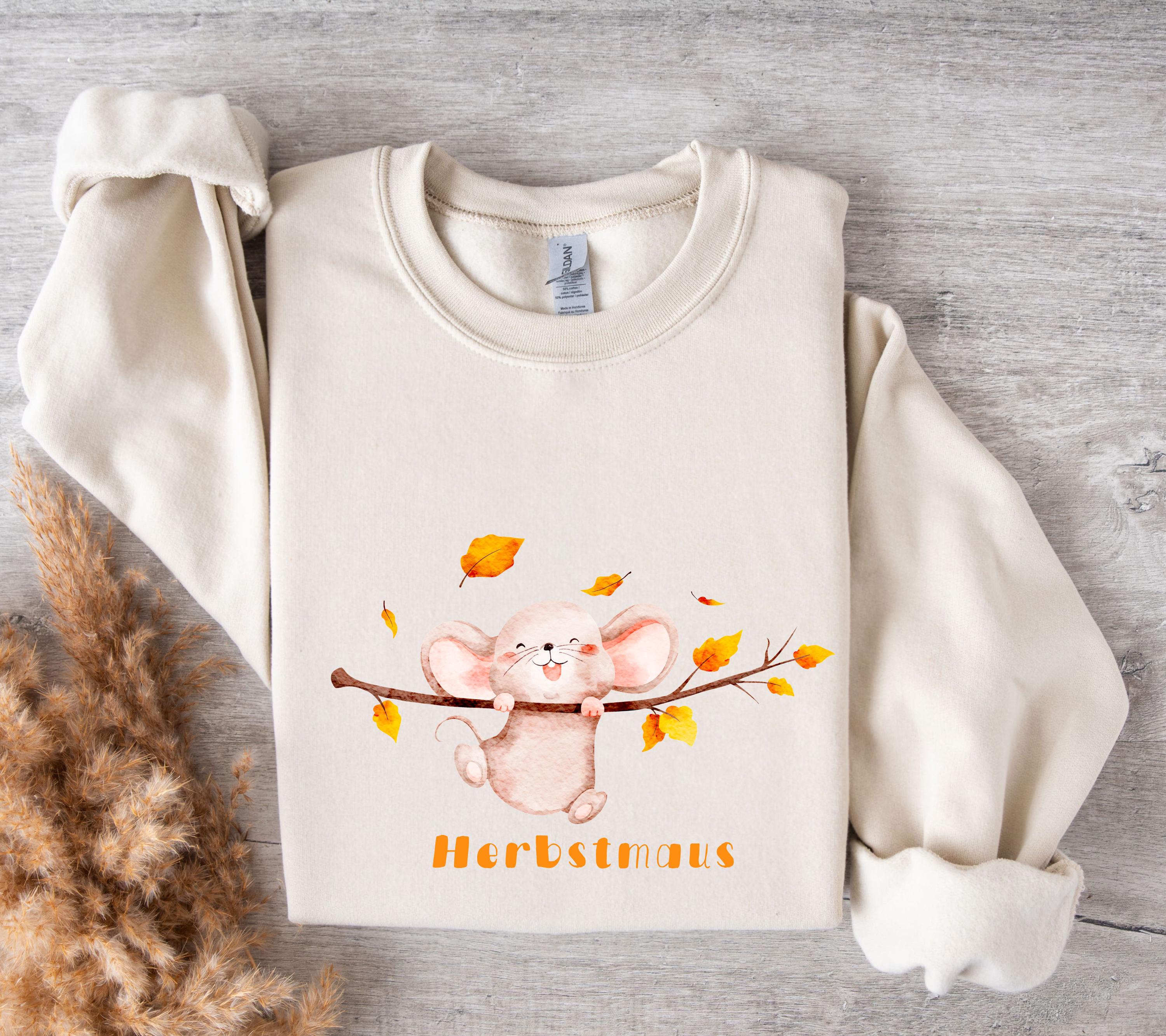 Herbst Pullover, Herbstmaus, Damen Mode Herbst, Gemütlicher Pulli Autumn, braun, Maus, Sweatshirt herbstlich, Oversize, Geschenkidee, Cozy