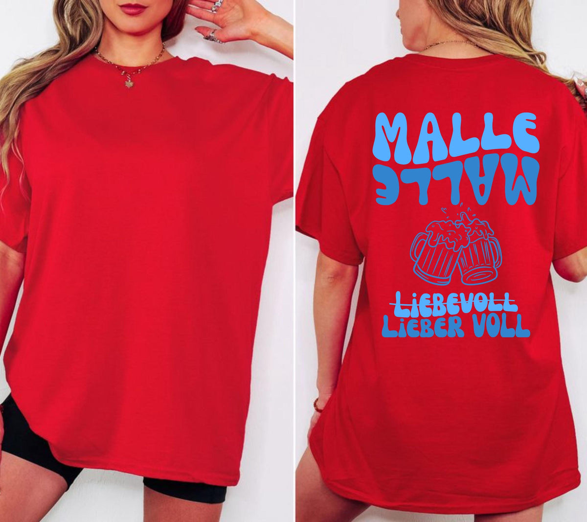 Malle Shirt, blau, Mallorca 2026, Shirts Damen Gruppe, Malle TShirt lustig, Spruch, Frauen, Männer, Bier Shirt, Sauf T-Shirt, Gruppenshirt
