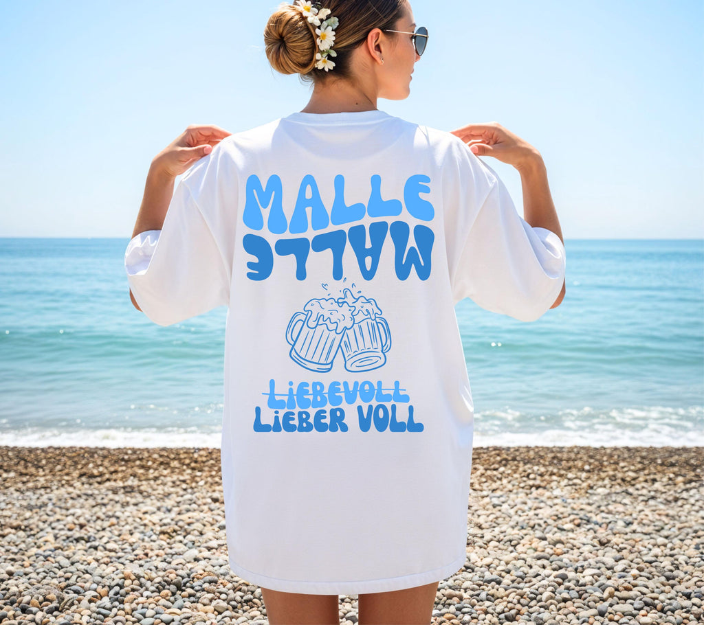 Malle Shirt, blau, Mallorca 2026, Shirts Damen Gruppe, Malle TShirt lustig, Spruch, Frauen, Männer, Bier Shirt, Sauf T-Shirt, Gruppenshirt