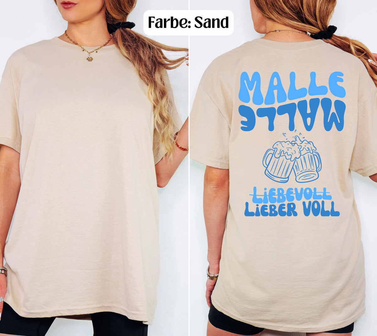 Malle Shirt, blau, Mallorca 2026, Shirts Damen Gruppe, Malle TShirt lustig, Spruch, Frauen, Männer, Bier Shirt, Sauf T-Shirt, Gruppenshirt