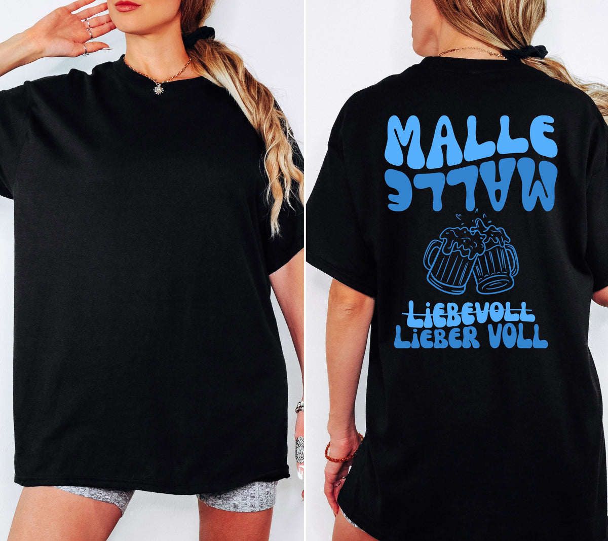 Malle Shirt, blau, Mallorca 2026, Shirts Damen Gruppe, Malle TShirt lustig, Spruch, Frauen, Männer, Bier Shirt, Sauf T-Shirt, Gruppenshirt