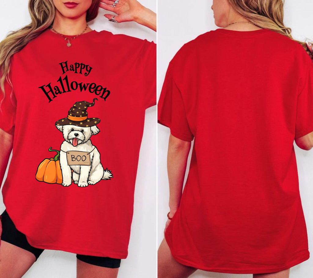 Halloween Shirt Damen, Malteser Shirt, Gruseliges Tshirt, Havaneser, Hund, Geschenk Halloween, Herbst T-Shirt, Boo, Hundeliebhaber