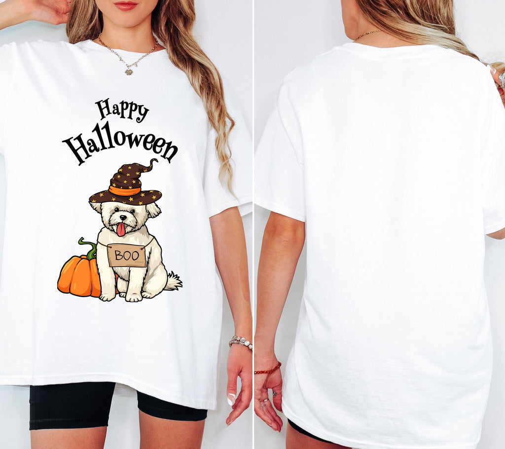 Halloween Shirt Damen, Malteser Shirt, Gruseliges Tshirt, Havaneser, Hund, Geschenk Halloween, Herbst T-Shirt, Boo, Hundeliebhaber