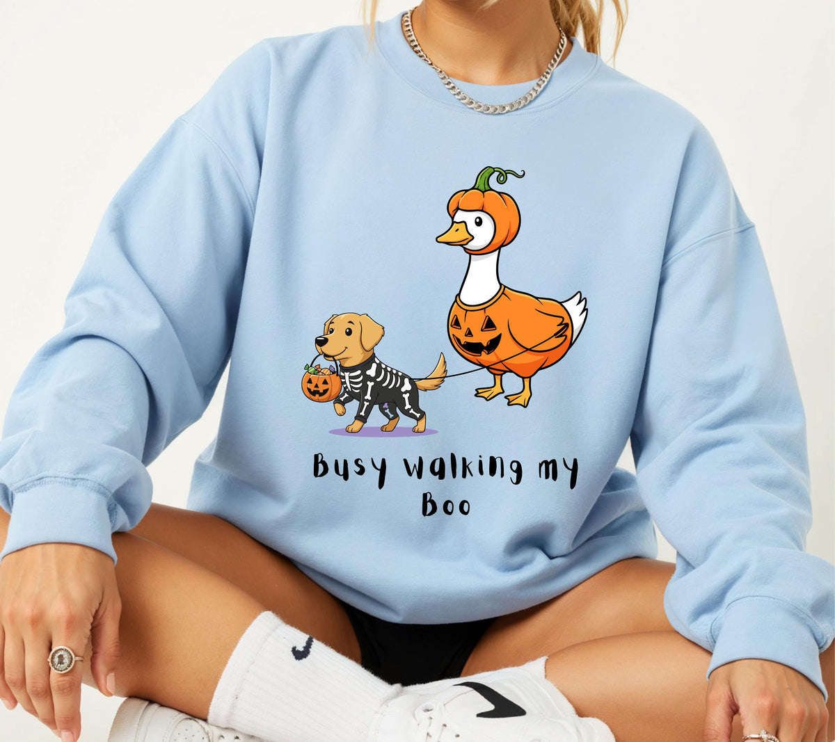 Herbst Pullover, Halloween, Damen Mode Herbst, Lustiger Halloween Sweater, Gans, Hund, Kürbis, Golden Retriever, Dog Mom Geschenk, Gruselig