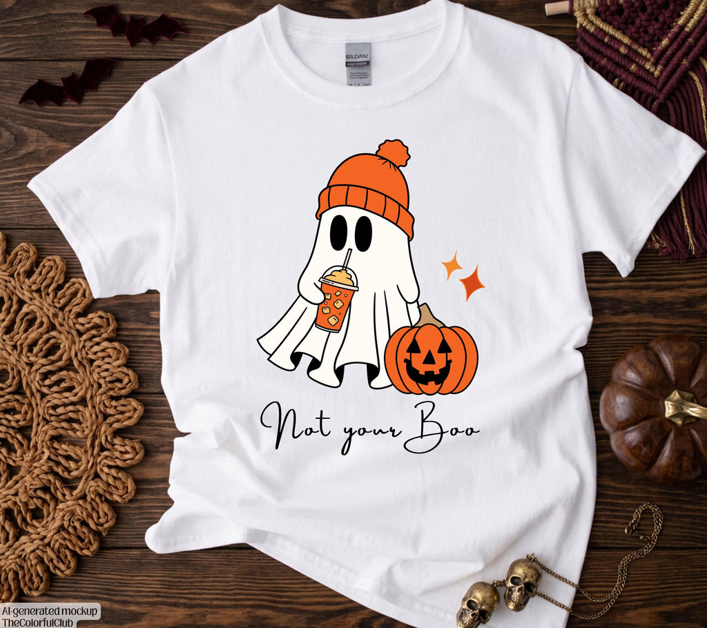 Halloween Shirt Damen – Lustiges Halloween T-Shirt, Pumpkin Spice Outfit, Spooky Shirt, Not Your Boo, Halloween Outfit, Herbst Shirt, orange
