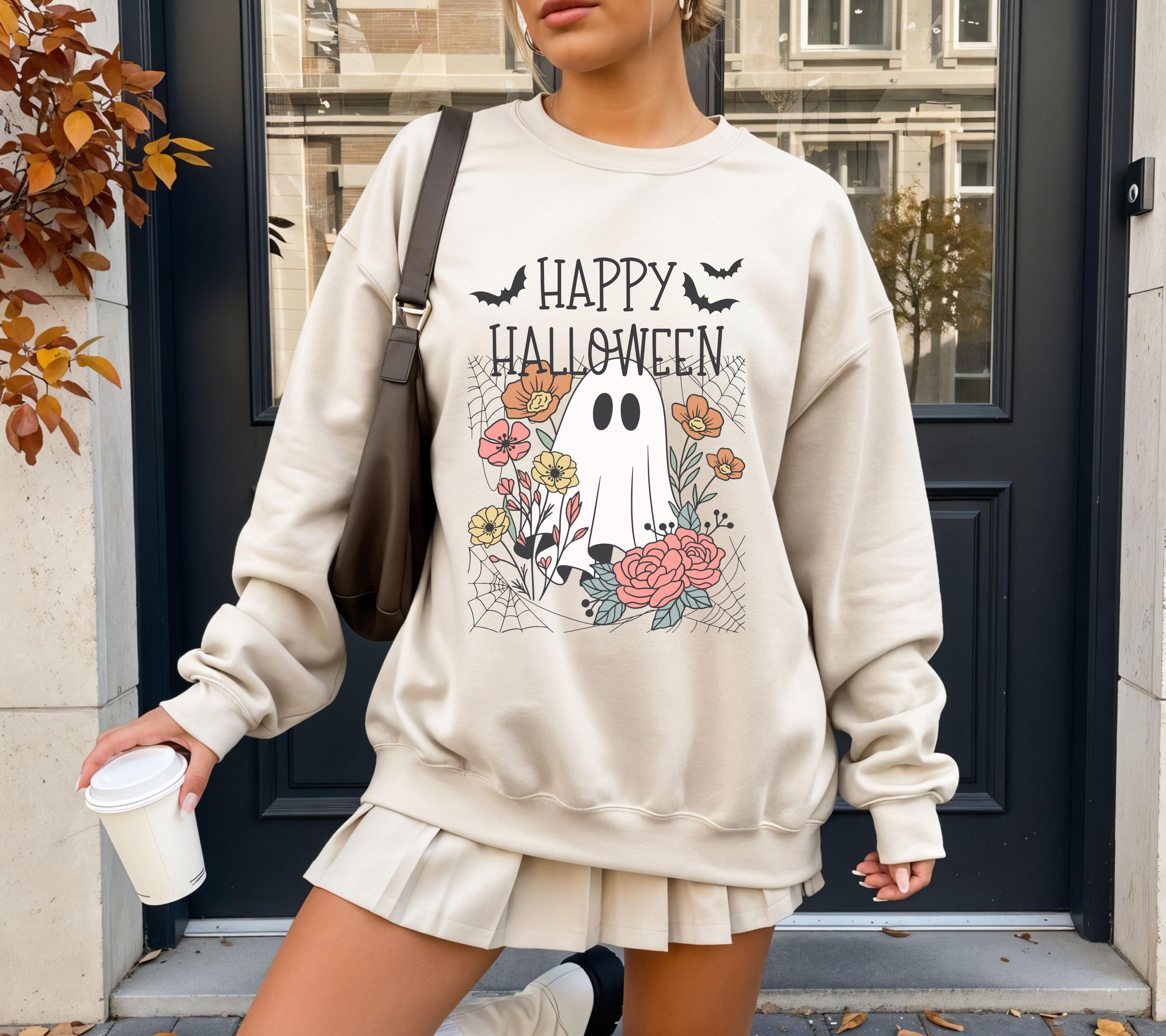 Herbst Pullover, Halloween, Damen Mode Herbst, Gemütlicher Pulli Autumn, braun, Sweatshirt herbstlich, Oversize, Geschenkidee, Gruselig