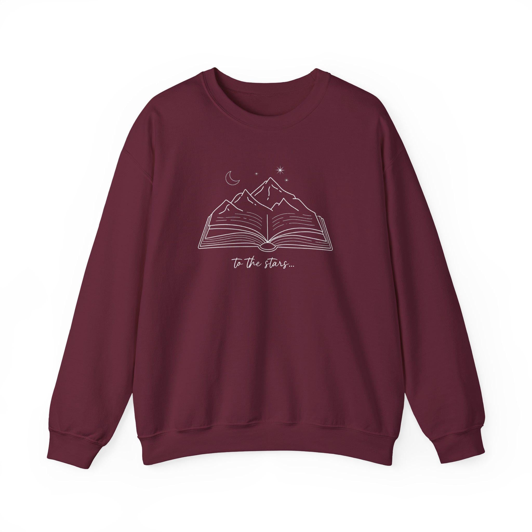 Romantasy Sweater, Geschenk fuer Buchliebhaber, Herbst, Bücherwurm Pullover, Fantasy Leser Geschenk, Zwischen Büchern und Sternen, Leseratte