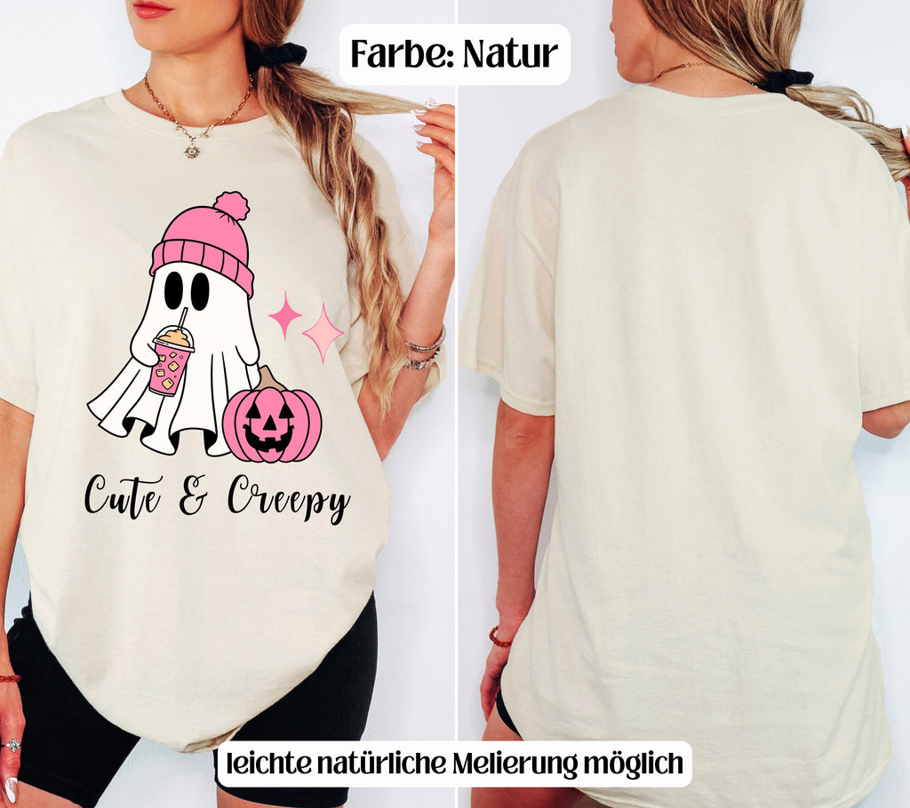Halloween Shirt Damen – Süßes Halloween T-Shirt, Pumpkin Spice Outfit, Spooky Shirt, Cute & Creepy, Halloween Outfit, Herbst Shirt, pink