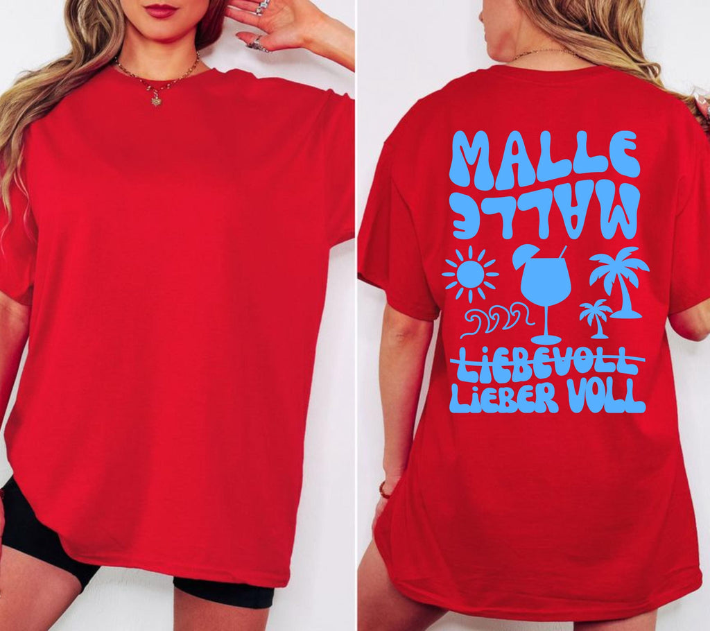 Malle Shirt Damen, blau, Mallorca 2026, Gruppenshirts, Malle TShirt lustig, Spruch, Frauen, Männer, Bier Shirt, Sauf T-Shirt, Girls Trip