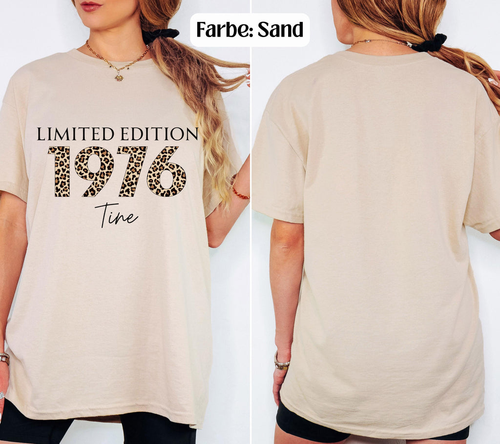 50. Geburtstag, Geburtstagsshirt, Leo Print, Personalisiertes Geschenk, Birthday Shirt, 50, Fünfzig, Freundin, Schwester, Mama, 1976, Braun