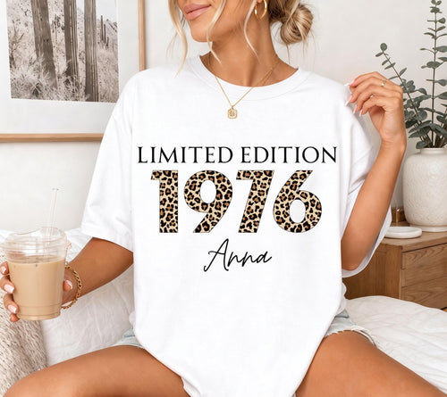 50. Geburtstag, Geburtstagsshirt, Personalisiertes Geschenk, Birthday Shirt, 50, Fünfzig, Freundin, Schwester, Mama, Leo, 1976, Limited