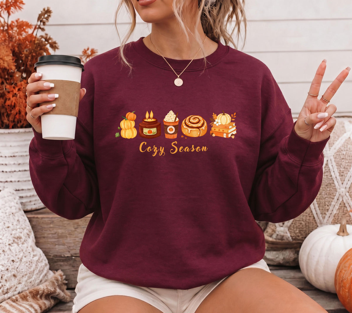 Herbst Pullover, Burgunder, Cozy Season, Damen Mode Herbst, Gemütlicher Pulli, braun, Bücher, Sweatshirt Kürbis, Oversized, Geschenkidee