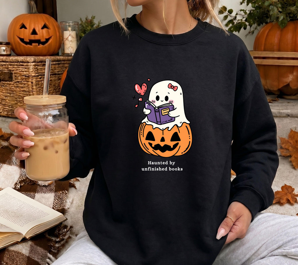Halloween Pullover für Bücherliebhaber, Gespenst Lesen Shirt, Geschenk für Buchliebhaber, Bücherwurm Pullover, Book Lover Sweater, Hoodie