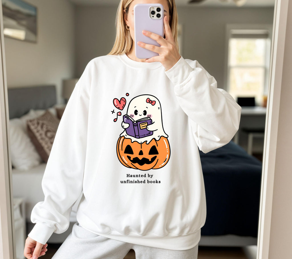 Halloween Pullover für Bücherliebhaber, Gespenst Lesen Shirt, Geschenk für Buchliebhaber, Bücherwurm Pullover, Book Lover Sweater, Hoodie