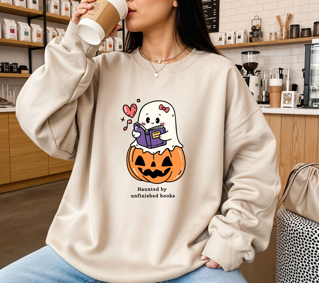 Halloween Pullover für Bücherliebhaber, Gespenst Lesen Shirt, Geschenk für Buchliebhaber, Bücherwurm Pullover, Book Lover Sweater, Hoodie