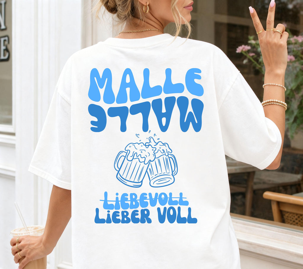 Malle Shirt, blau, Mallorca 2026, Shirts Damen Gruppe, Malle TShirt lustig, Spruch, Frauen, Männer, Bier Shirt, Sauf T-Shirt, Gruppenshirt