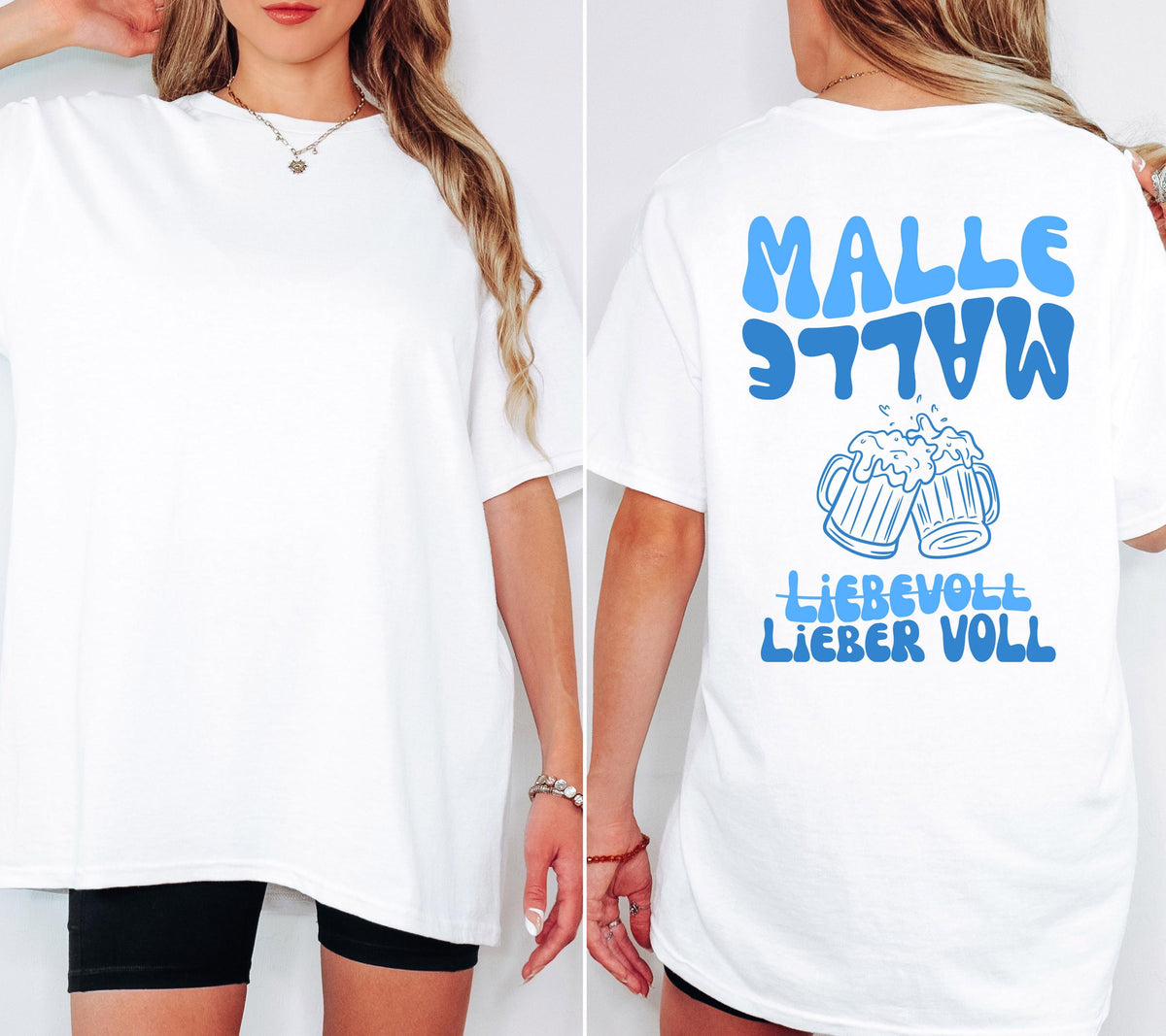 Malle Shirt, blau, Mallorca 2026, Shirts Damen Gruppe, Malle TShirt lustig, Spruch, Frauen, Männer, Bier Shirt, Sauf T-Shirt, Gruppenshirt