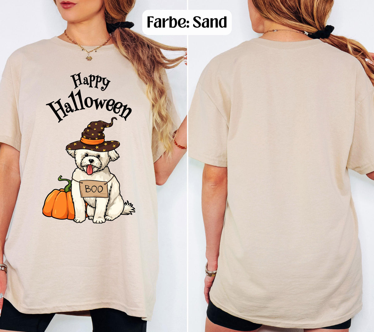 Halloween Shirt Damen, Malteser Shirt, Gruseliges Tshirt, Havaneser, Hund, Geschenk Halloween, Herbst T-Shirt, Boo, Hundeliebhaber