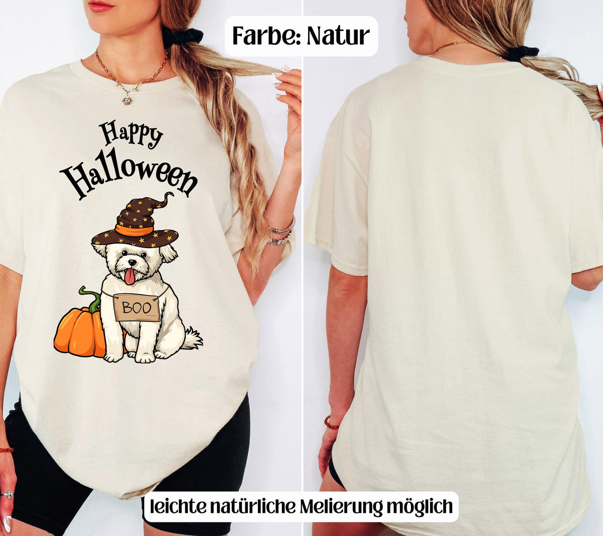 Halloween Shirt Damen, Malteser Shirt, Gruseliges Tshirt, Havaneser, Hund, Geschenk Halloween, Herbst T-Shirt, Boo, Hundeliebhaber