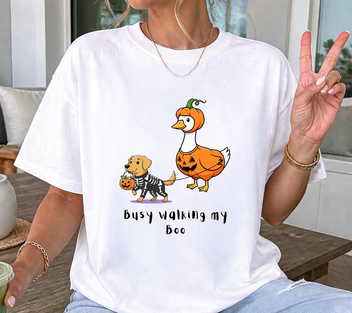 Halloween Shirt Damen, Golden Retriever Shirt, Gans, Gruseliges Tshirt, Goldie, Hund, Geschenk Halloween, Herbst T-Shirt, Hundeliebhaber