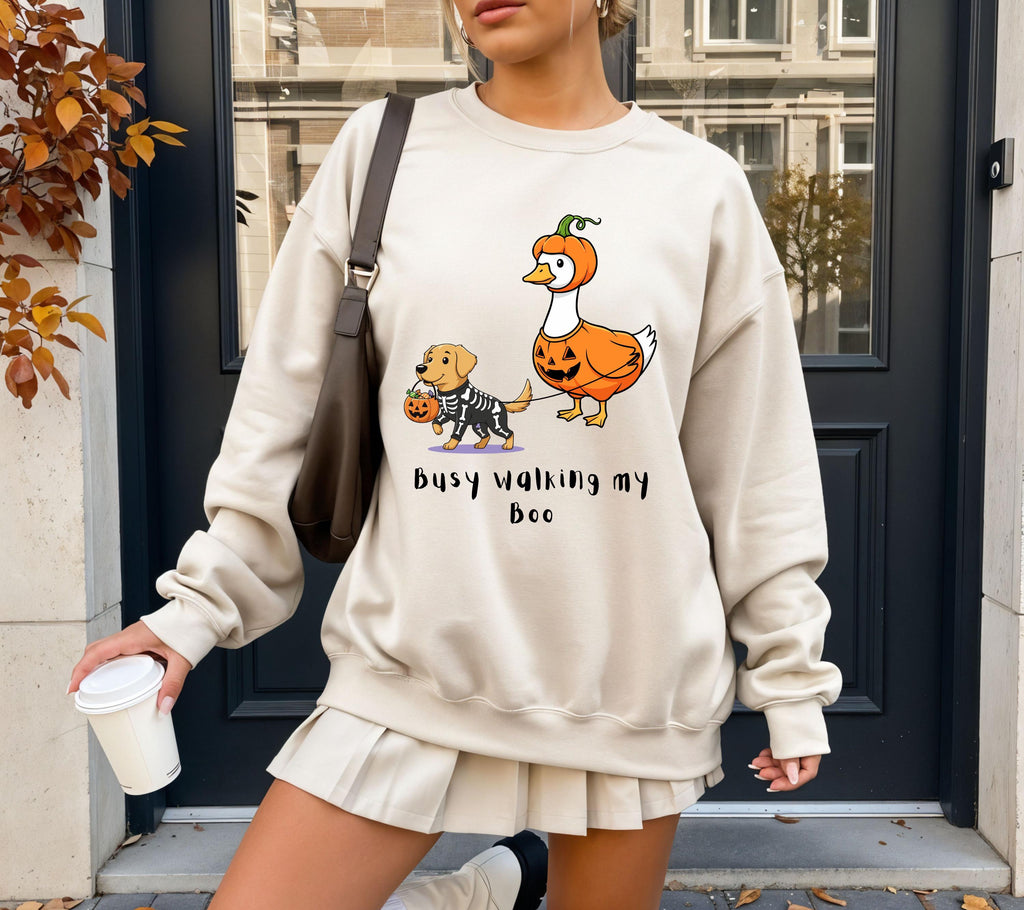 Herbst Pullover, Halloween, Damen Mode Herbst, Lustiger Halloween Sweater, Gans, Hund, Kürbis, Golden Retriever, Dog Mom Geschenk, Gruselig