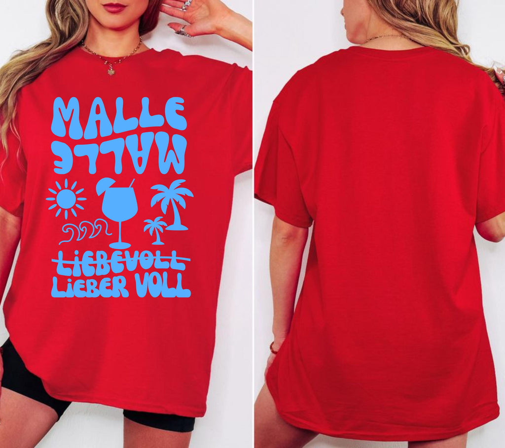 Malle Shirt Damen, blau, Mallorca 2026, Gruppenshirts, Malle TShirt lustig, Spruch, Frauen, Männer, Bier Shirt, Sauf T-Shirt, Girls Trip