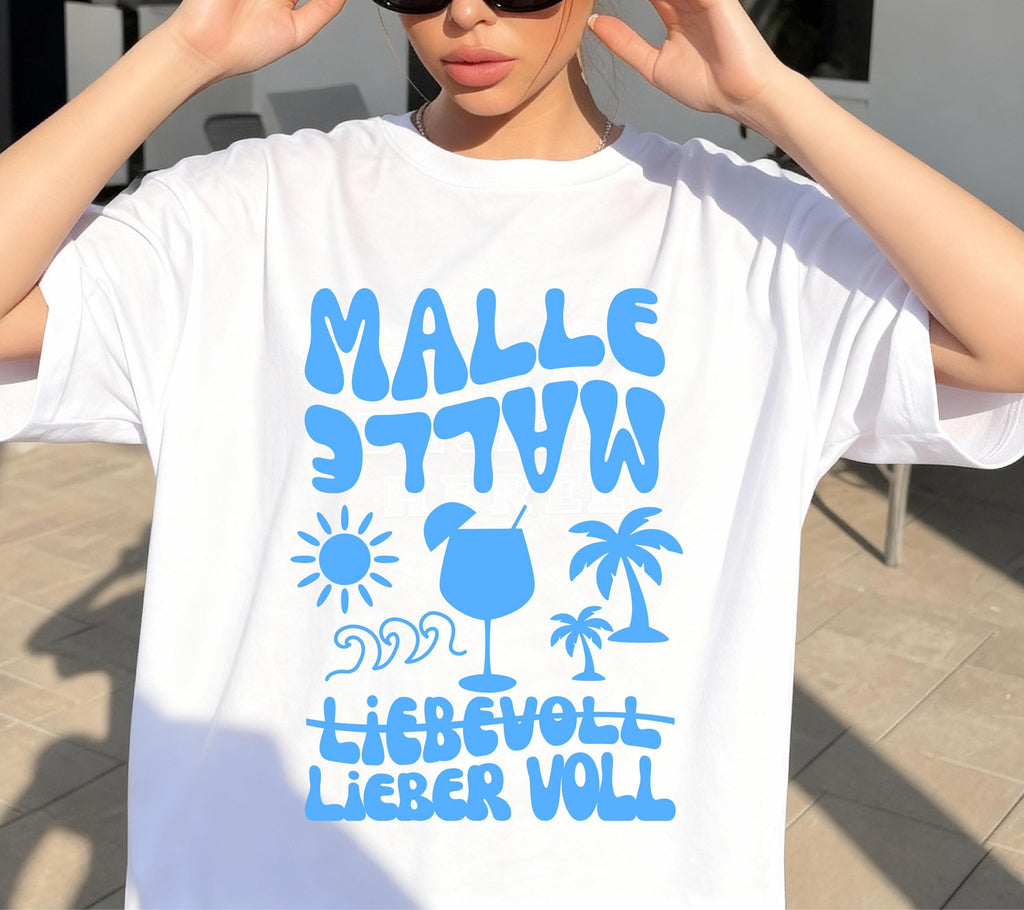 Malle Shirt Damen, blau, Mallorca 2026, Gruppenshirts, Malle TShirt lustig, Spruch, Frauen, Männer, Bier Shirt, Sauf T-Shirt, Girls Trip