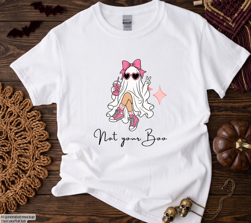 Halloween Shirt Damen – Lustiges Halloween T-Shirt, Pumpkin Spice Outfit, Spooky Shirt, Not Your Boo, Halloween Outfit, Herbst Shirt, pink