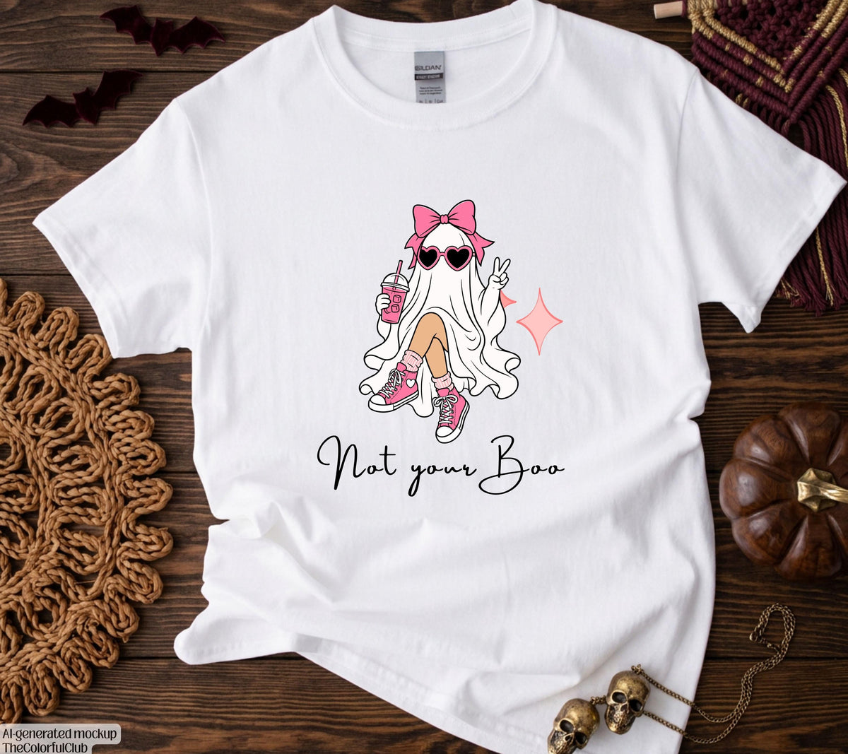 Halloween Shirt Damen – Lustiges Halloween T-Shirt, Pumpkin Spice Outfit, Spooky Shirt, Not Your Boo, Halloween Outfit, Herbst Shirt, pink