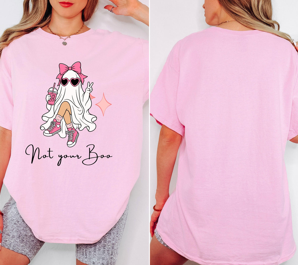 Halloween Shirt Damen – Lustiges Halloween T-Shirt, Pumpkin Spice Outfit, Spooky Shirt, Not Your Boo, Halloween Outfit, Herbst Shirt, pink