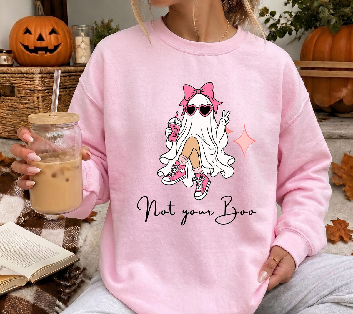 Herbst Pullover, Halloween, Damen Mode Herbst, Gemütlicher Pulli Autumn, Pink, Sweatshirt herbstlich, Oversize, Geschenkidee, Gruselig, Boo