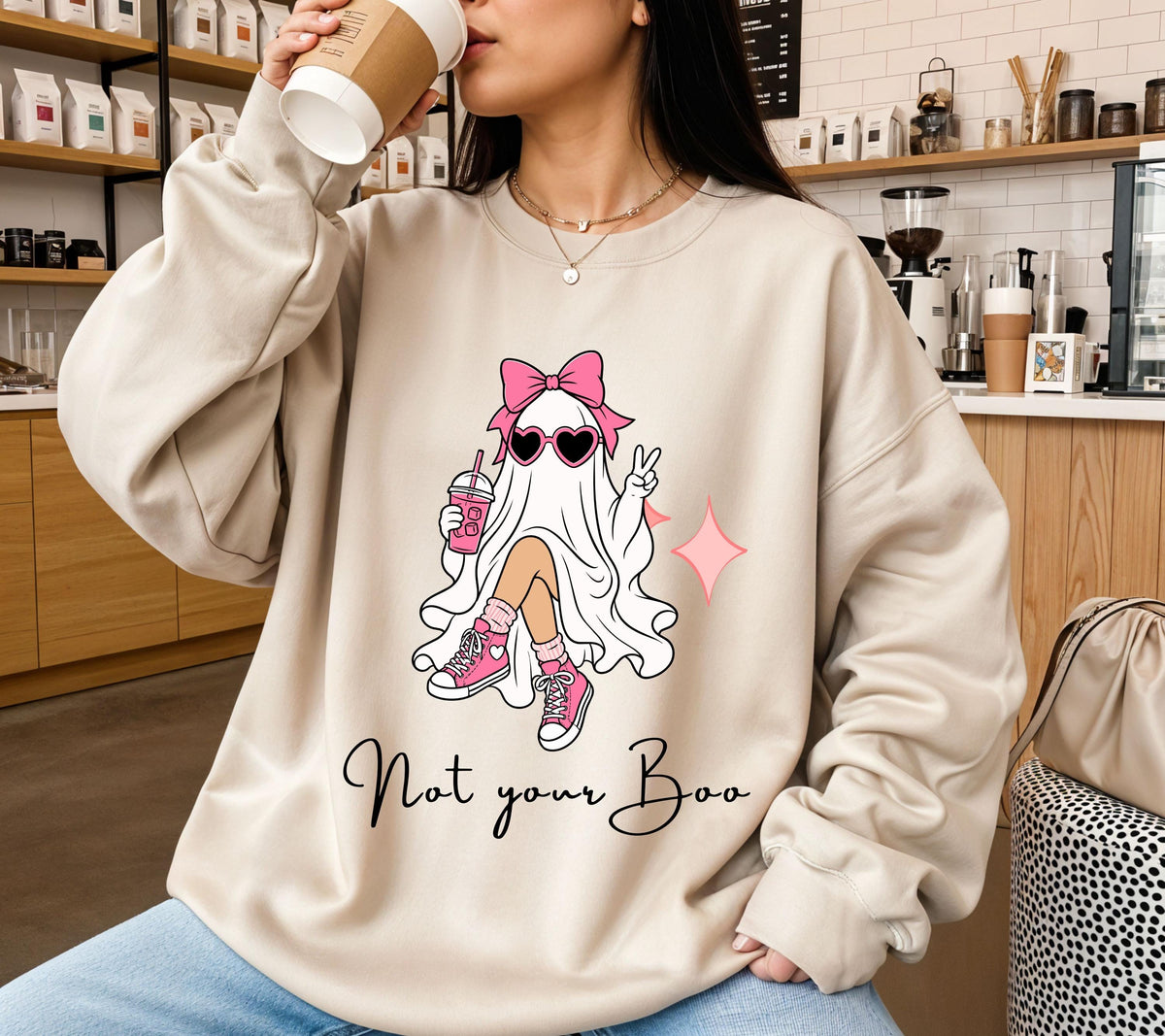 Herbst Pullover, Halloween, Damen Mode Herbst, Gemütlicher Pulli Autumn, Pink, Sweatshirt herbstlich, Oversize, Geschenkidee, Gruselig, Boo