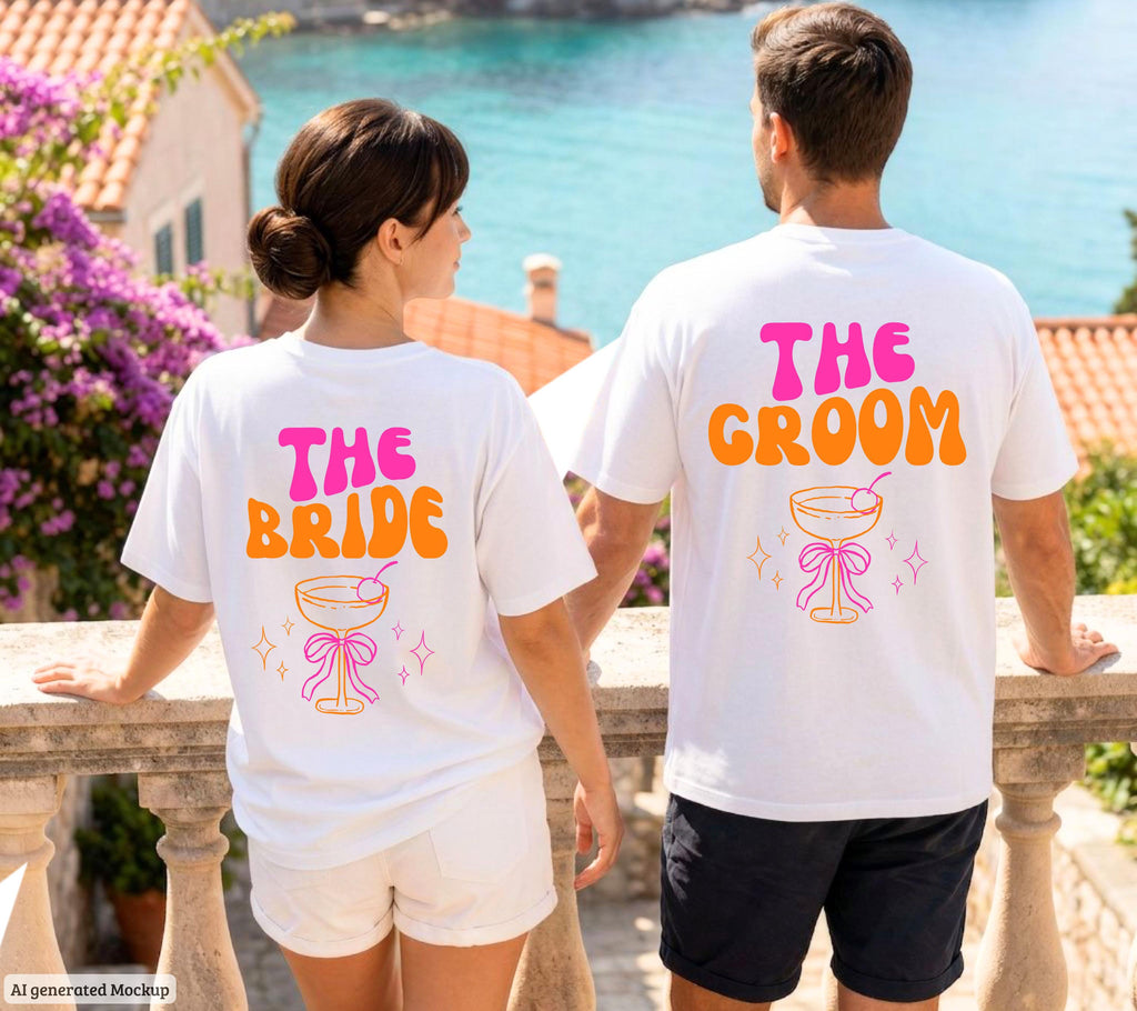 Braut Bräutigam Shirt, JGA Shirt Damen, Herren, Männer, Junggesellenenabschied Shirts, JGA pink orange, Bride, Groom, Team, Crew, Hochzeit