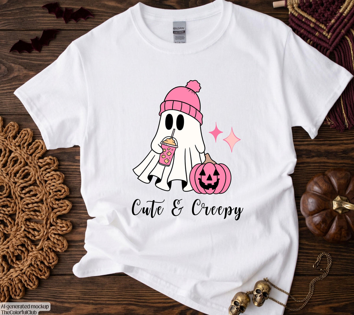 Halloween Shirt Damen – Süßes Halloween T-Shirt, Pumpkin Spice Outfit, Spooky Shirt, Cute & Creepy, Halloween Outfit, Herbst Shirt, pink