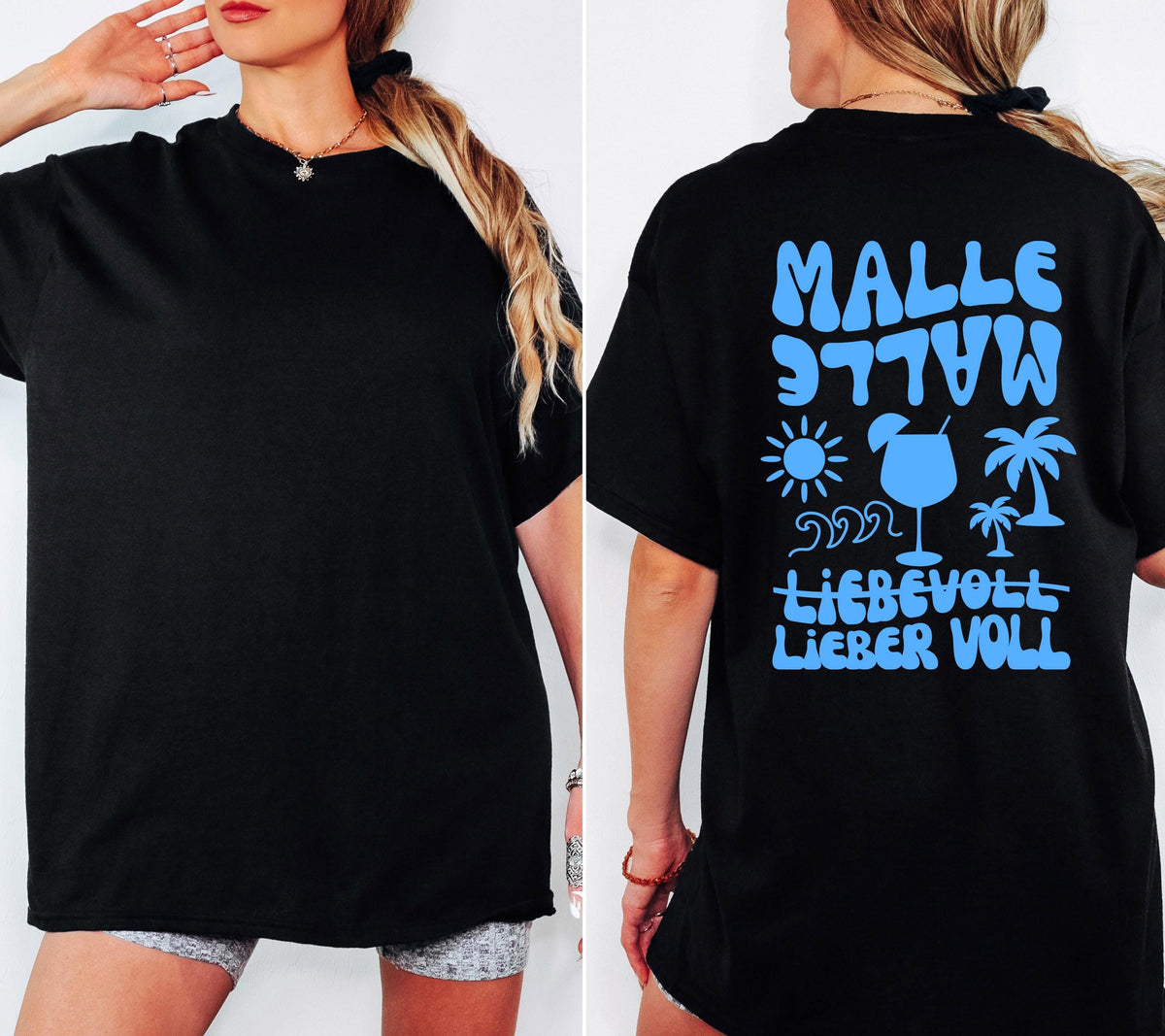 Malle Shirt Damen, blau, Mallorca 2026, Gruppenshirts, Malle TShirt lustig, Spruch, Frauen, Männer, Bier Shirt, Sauf T-Shirt, Girls Trip