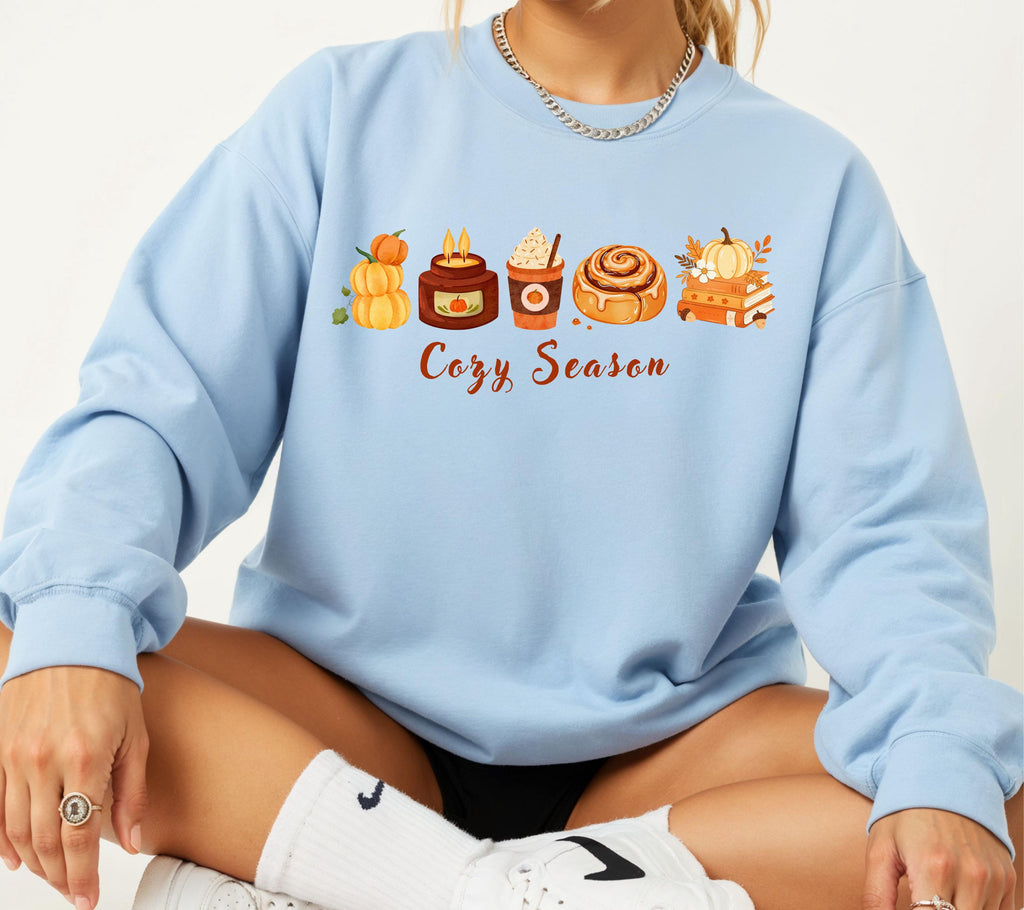 Herbst Pullover, Cozy Season, Damen Mode Herbst, Gemütlicher Pulli, braun, Bücher, Sweatshirt Kürbis, Oversized, Geschenkidee, Cozy, Kerze