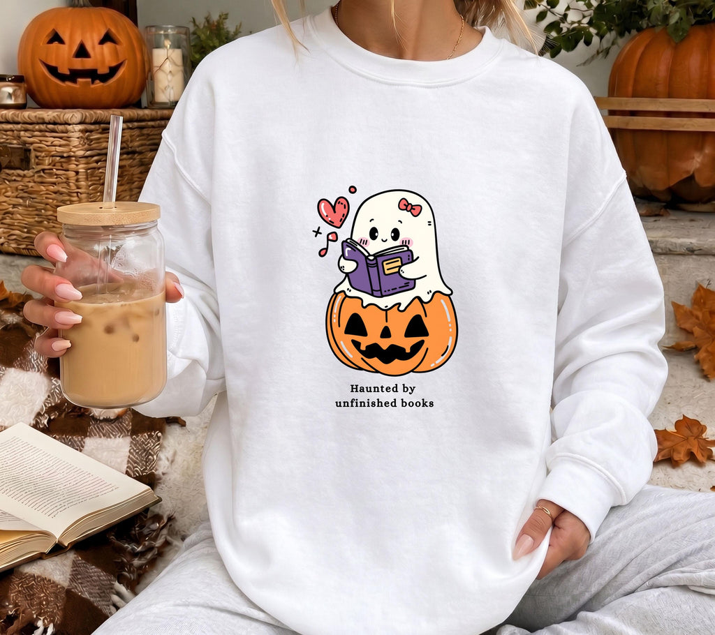Halloween Pullover für Bücherliebhaber, Gespenst Lesen Shirt, Geschenk für Buchliebhaber, Bücherwurm Pullover, Book Lover Sweater, Hoodie